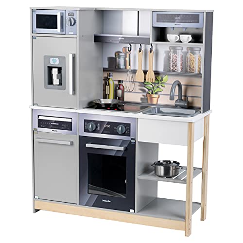 Theo Klein Cucina familiare Miele, in Legno con Fornello, Funzione Luci e Suoni, Forno a Microonde,...