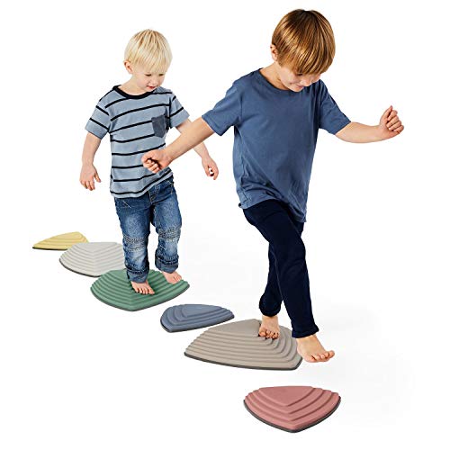 Gonge - Set di 6 pietre per fiume nordico, equilibrio motorio, percezione della coordinazione