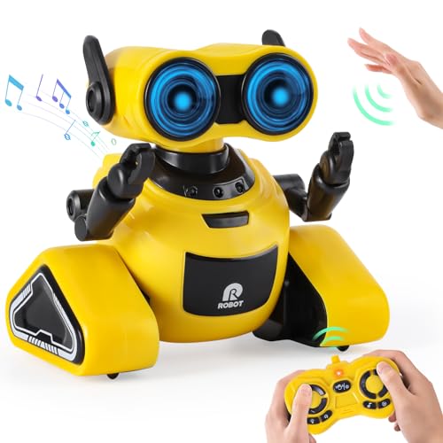 Highttoy Robot Bambini, Robot Telecomandato con Controllo Gestuale, Occhi a LED, Musica, Robot Giocattolo...