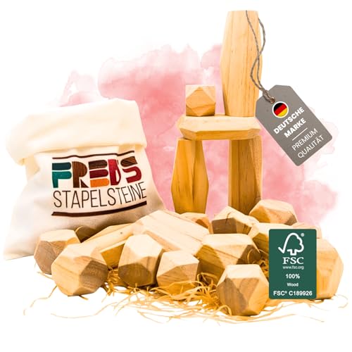 NatureXcaps Fred's - Pietre impilabili, giocattolo Montessori, pietre di bilanciamento per bambini,...