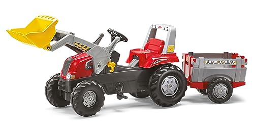 Rolly Toys 811397 - Veicolo a Pedali Junior RT, con Ruspa Junior e Rimorchio Farmtrac