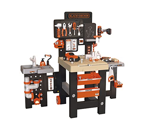 Smoby - Black+Decker - Mega Center - Banco da lavoro giocattolo fai da te - Meccanica, Idraulica,...