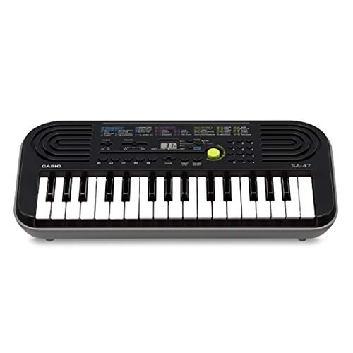 Casio SA-47 - Mini tastiera elettronica polifonica ad 8 Voci e 32 tasti, Nero/Grigio