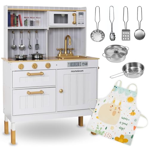 Cucina in Legno Mamabrum per Bambini 3+ | Set Completo con Grembiule, Accessori, Fornello, Pentole,...