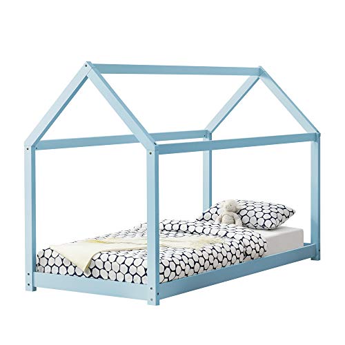 [en.casa] Letto per Cameretta a Forma di Casetta Letto per Bambini Adolescenti Struttura in Legno di Pino...