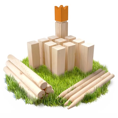 Ocean 5 Kubb | Gioco Vichingo per Esterni | Giochi in Legno per Bambini | Scacchi in Legno Scandinavi |...