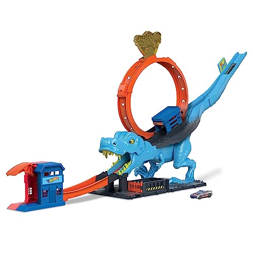 Hot Wheels - Hot Wheels City Pista con 1 macchinina, sfreccia attraverso un loop gigante per sconfiggere...