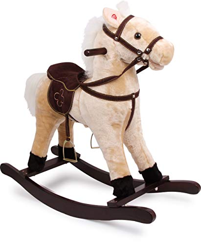 4101 Cavallo a dondolo 'Zottel' small foot, in legno e tessuto, con effetti sonori (suono di zoccoli al...