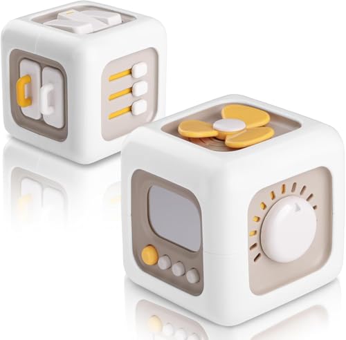 Zikenis Montessori giocattolo a partire da 1 anno, con interruttori, ventilatori, specchi, bottoni,...