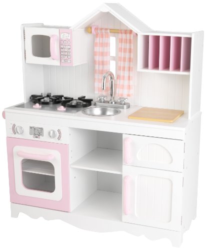 Kidkraft 53222 Cucina Giocattolo in Legno per Bambini Elegante Country, Rosa e Bianco, Esclusivo Amazon