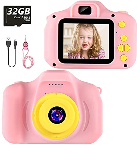 Fotocamera per Bambini Fotocamera Digitale Portatile con Scheda SD 32 GB TF Card HD da 2 Pollici 1080P...