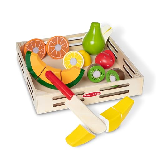 Melissa & Doug - Frutta in Legno da Tagliare| Include 17 Pezzi e Coltello in Legno | Gioco Educativo |...