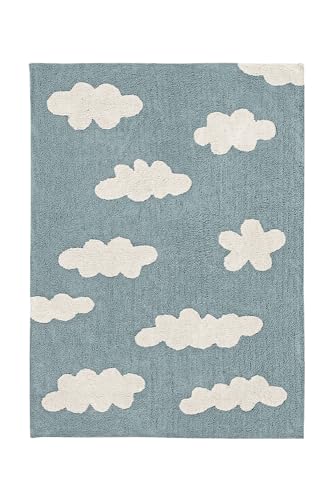 Lorena Canals Clouds - Tappeto vintage lavabile, in cotone, 120 x 160 x 30 cm, colore: Blu
