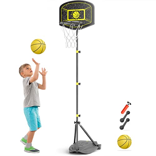 HAHAKEE Canestro Basket per Bambini, Regolabile Portatile Set da Basket, Stand per Pallacanestro per...