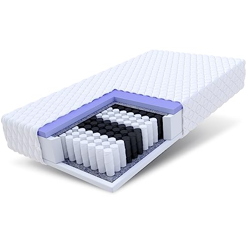 FDM MARINER Materasso Singolo 90x200 cm Alto 23 cm Materasso a Molle Insacchettate con Schiuma di Memoria...