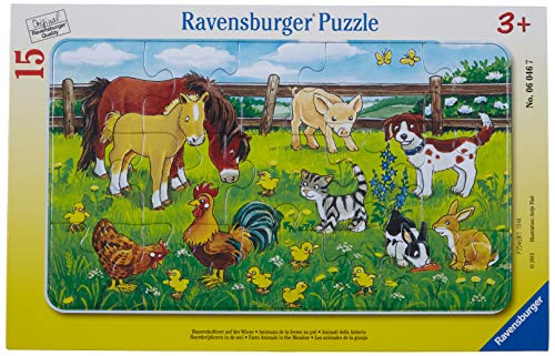 Ravensburger 06046 - Puzzle a Quadro, Animali della Fattoria, 15 Pezzi