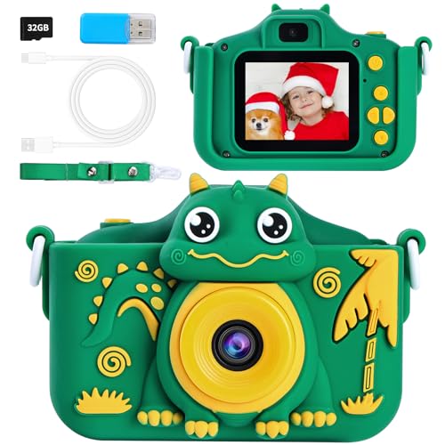 POSO Macchina Fotografica Bambini con 32 GB Scheda, 2.0 Pollici Fotocamera Digitale Bambini,1080P HD...