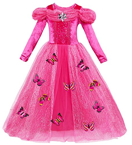 Le SSara Manica lunga ragazza principessa Dress Costumi Toddler Ball Gown fantasia vestito farfalla con...