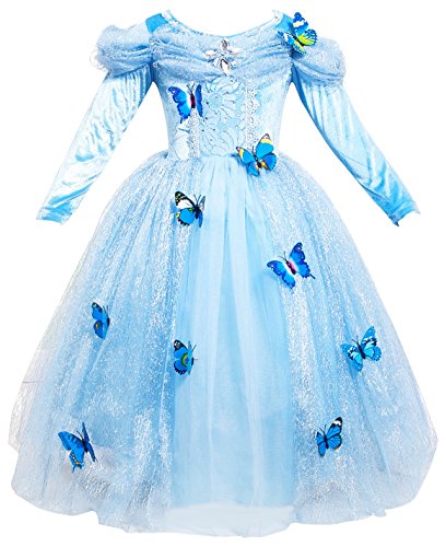 Le SSara Vestito fantasia della principessa Cosplay della ragazza lunga del manicotto (100, L-blue)