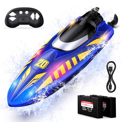 Snorthy Barca telecomandata, barca telecomandata completamente proporzionale a 2,4 ghz con luce LED,...