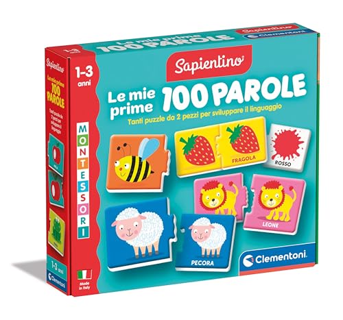 Clementoni - Sapientino Montessori Le Mie Prime 100 Parole, Gioco Educativo Bambini 1-3 Anni con 54...