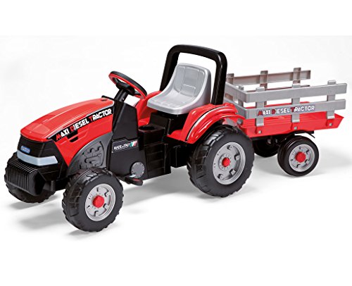 Peg Perego Maxi Diesel Tractor - Trattore a Pedali per Bambini dai 2 Anni con Rimorchio Rimovibile,...