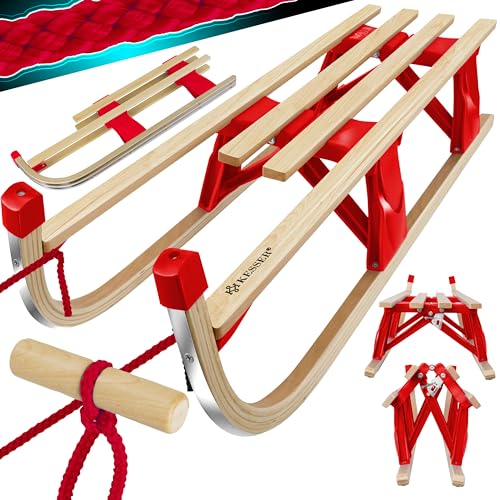KESSER® Slitta in legno Premium Slitta pieghevole per bambini fino a 120Kg Slitta per bambini 110cm in...