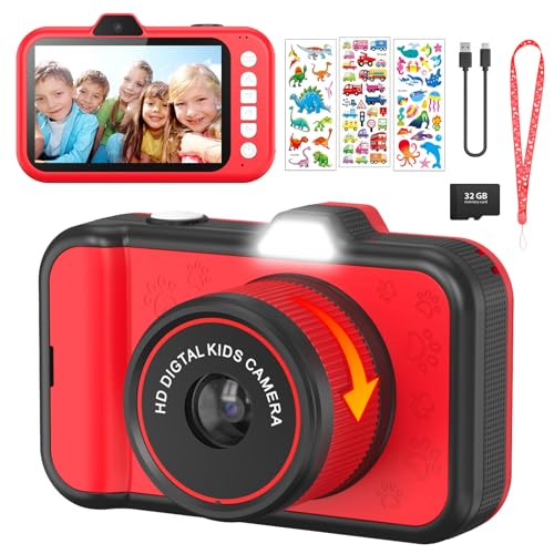 Uleway Macchina Fotografica Bambini,3,5' Ampio Display,360° Obiettivo Zoom Rotante,1080P HD Fotocamera...