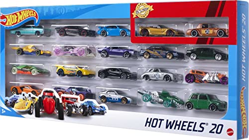 Hot Wheels 20-Car Pack Assorted 1:16 scale Toy Vehicles Great Gift for Kids and Collectors 3 to 93 years...