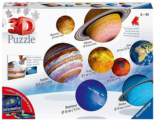Ravensburger - Puzzle 3D, Sistema Planetario, Età Consigliata 6+, 540 Pezzi