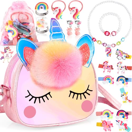 ZLPBAO 20pc Unicorno Bambina Regalo, Regalo Bambina 3 4 5 6 Anni Unicorno Regalo Borsetta Set per Capelli...