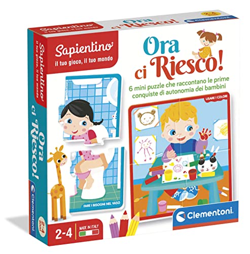Clementoni Sapientino - Ora Ci Riesco!, Gioco Educativo con Tessere Incastro per Bambini 2-4 Anni, Puzzle...
