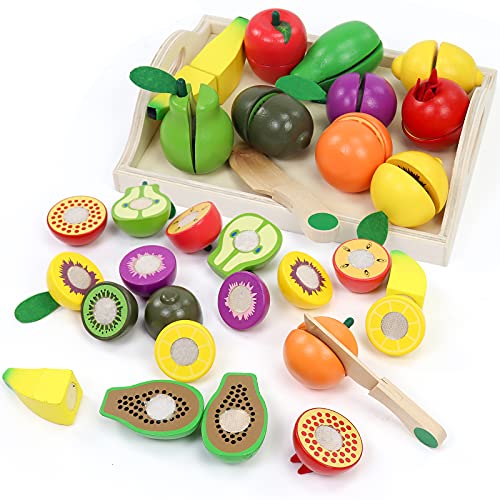 yoptote Giochi Bambini 2 3 4 5 Anni Taglio Frutta Verdura Cucina Legno per Bambini Educativo Giocattoli...