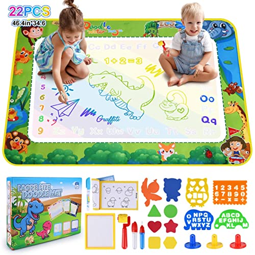 DICLLY Tappeto Magico Bambini,120x90cm Doodle in EVA da Disegno ad Acqua con Accessori,Riutilizzabile...