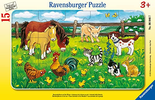 Ravensburger Italy, Animali della Fattoria, Incorniciati 15 Pezzi, Puzzle per Bambini, età Consigliata...