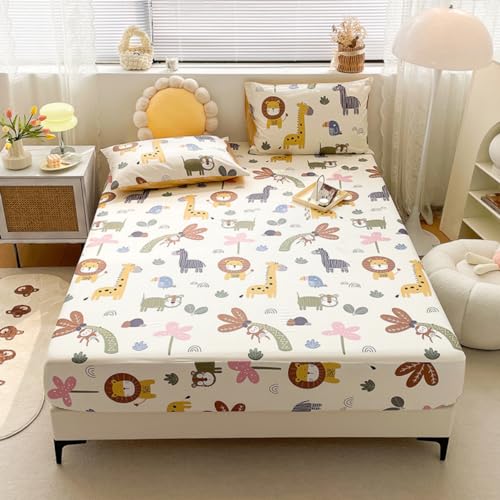GYORI Zoo - Lenzuolo con angoli elasticizzati per bambini, 90 x 200 cm, 90 x 200, per materassi da 25 cm...