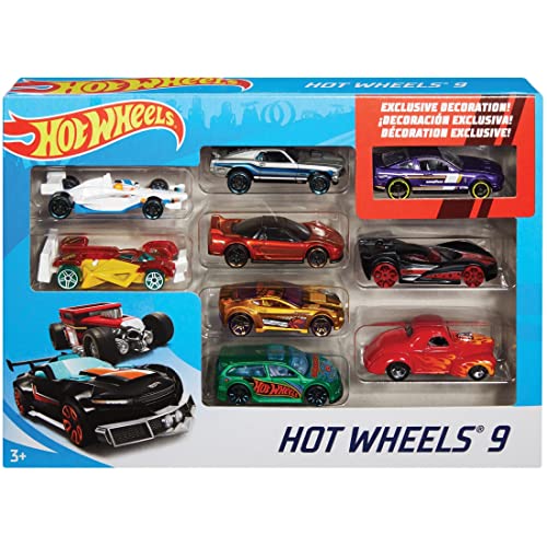 Mattel-X6999 Hot Wheels Veicoli Pack 9 pz 1:64, Multicolore, X6999