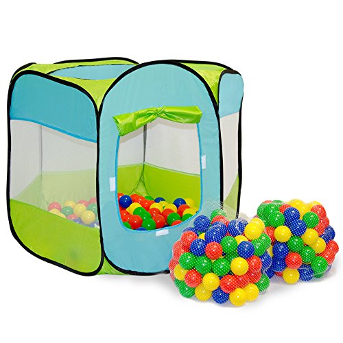 LittleTom Tenda Gioco Pop-up 100x100x72cm incl 200 Palline Colorate Azzurro