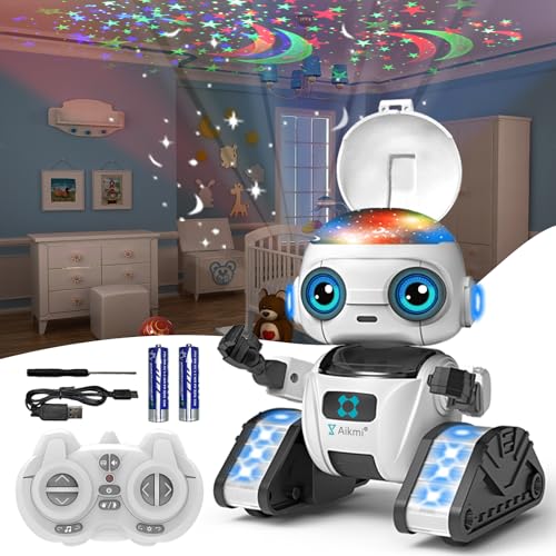 Robot Giocattolo Bambini, Robot Telecomandato per Bambini con Proiettore Stelle Soffitto Bambini Luce...