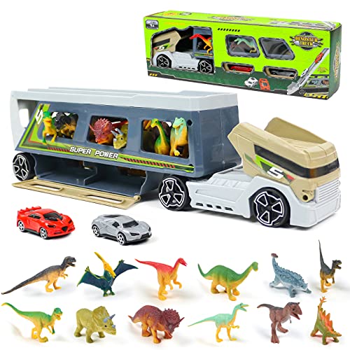 Dinosauri Macchinine Camion Giocattolo con 12 Dinosauro Giocattoli Giochi Dinosauro Camion del...