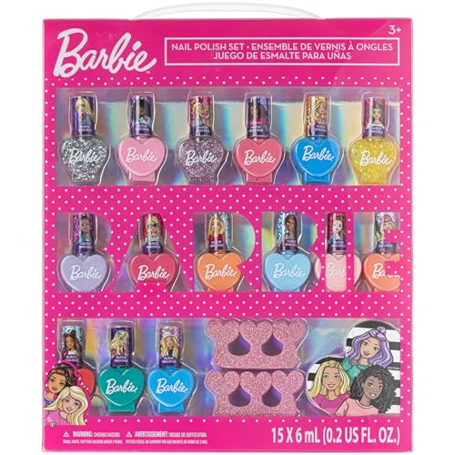 Barbie Set Smalti per Unghie per Bambini | Smalto non Tossico e Rimovibile | Regalo per Bambini dai 3...