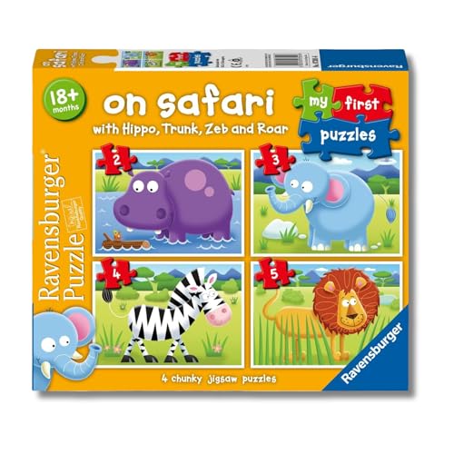 Ravensburger - Il Mio Primo Puzzle Safari | Puzzle 1 Anno Con 4 Pezzi 2-3-4-5 Pezzi | Puzzle Bambini Da 1...