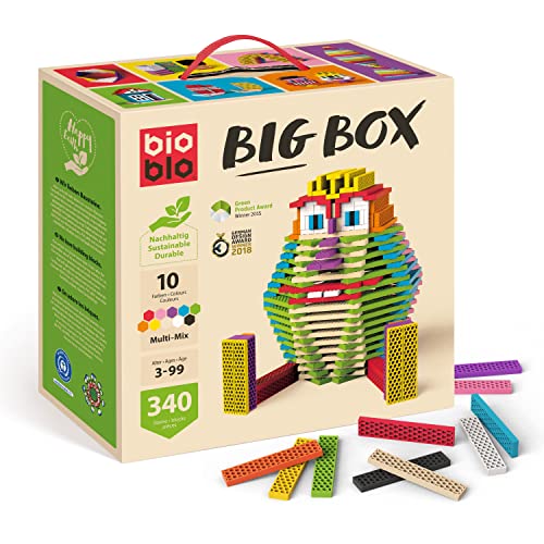 Bioblo Big Box Multi-Mix con 340 mattoncini da gioco sostenibili per bambini dai 3 anni in su, mattoncini...