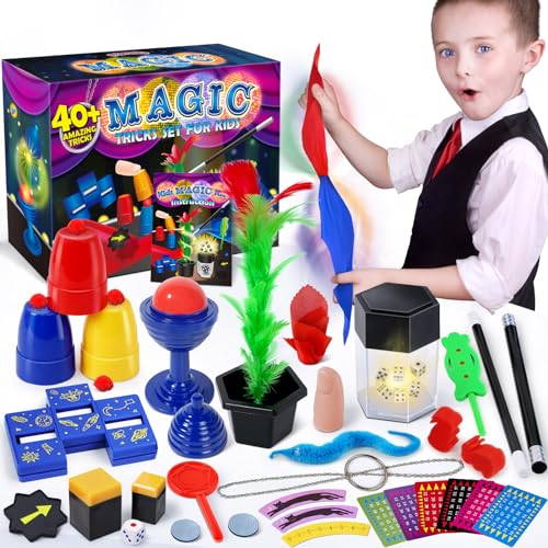 Heyzeibo Giochi di Magia - Oltre 40 Trucchi Magici per Bambini, Kit con Bacchetta e Manuale di Istruzioni...