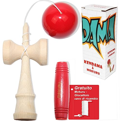 EasY FoxY ToY Kendama Mokuru Giocattoli di Legno Rosso; Giochi per Bambini 6+ Anni e Adulti Femmina...