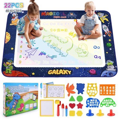 ROEXUN Tappeto Magico Bambini,120x90cm,Tappetino Doodle da Disegno ad Acqua Con Accessori,Riutilizzabile...