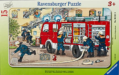 Ravensburger 06321 La mia macchina dei pompieri- Puzzle incorniciato da 15 pezzi