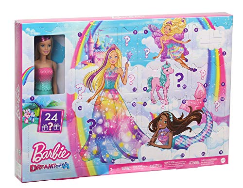 Barbie- ​Calendario dell'Avvento di Barbie Dreamtopia con Bambola Bionda, Vestiti da Favola, 3 Tre...