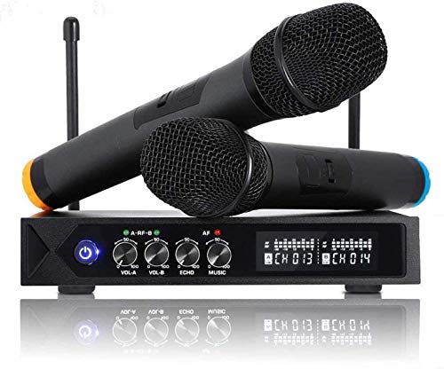 ROXTAK Microfono Karaoke Professionale, Senza Fili Bluetooth 4.1con 2 UHF Microfoni per...