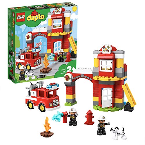 LEGO DUPLO Town Caserma dei Pompieri, Include Camion Giocattolo e 2 Vigili del Fuoco, con Luci e Suoni,...